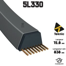 Courroie tondeuse Teknic 5L33 Kevlar Trapézoïdale - 15,8 mm x 838 mm