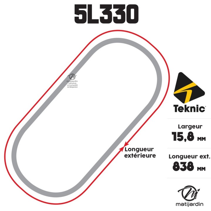 Courroie tondeuse Teknic 5L33 Kevlar Trapézoïdale - 15,8 mm x 838 mm