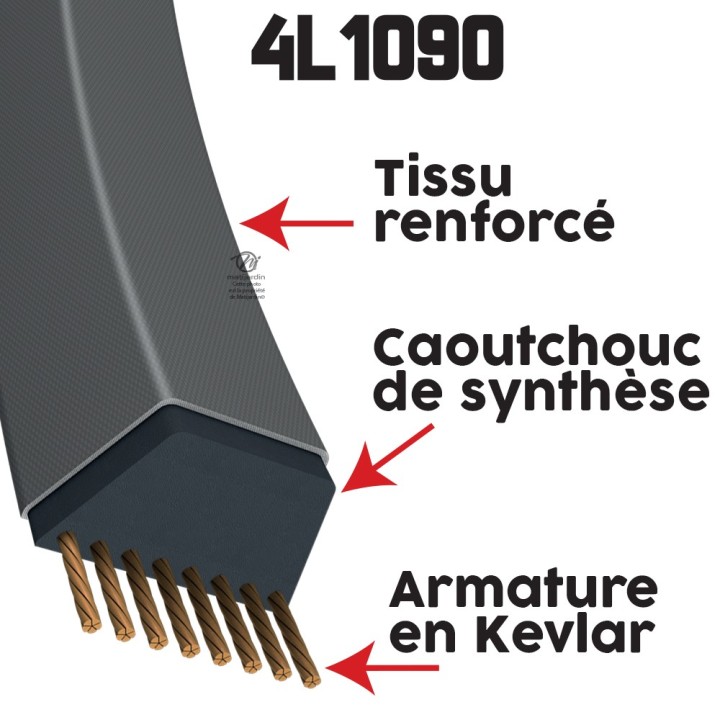 Courroie tondeuse Teknic 4L109 Kevlar Trapézoïdale - 12,7 mm x 2768 mm