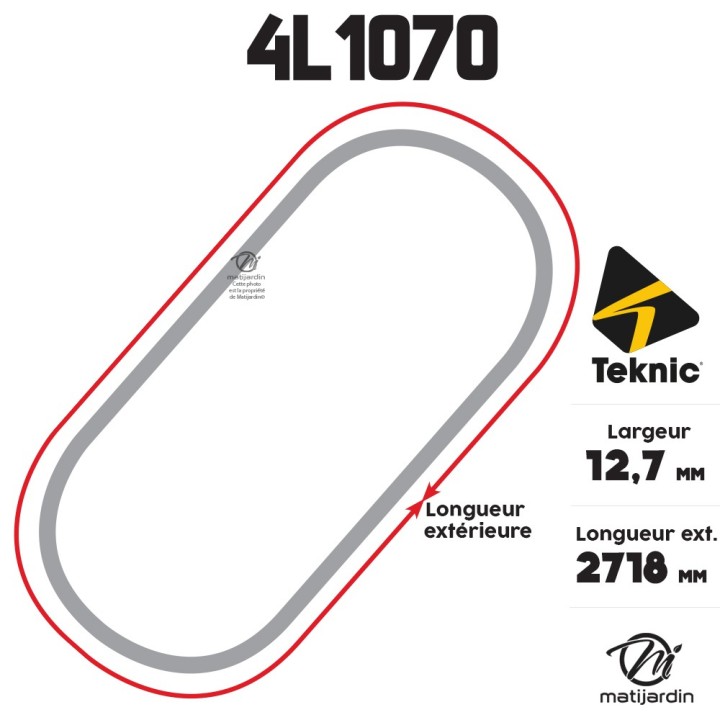 Courroie tondeuse Teknic 4L107 Kevlar Trapézoïdale - 12,7 mm x 2718 mm