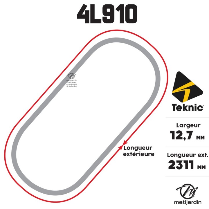 Courroie tondeuse Teknic 4L91 Kevlar Trapézoïdale - 12,7 mm x 2311 mm