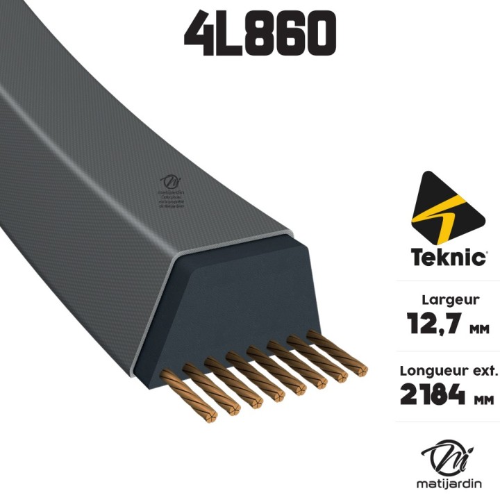 Courroie tondeuse Teknic 4L86 Kevlar Trapézoïdale - 12,7 mm x 2184 mm