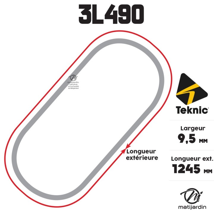 Courroie tondeuse Teknic 3L490 Kevlar Trapézoïdale - 9,5 mm x 1245 mm