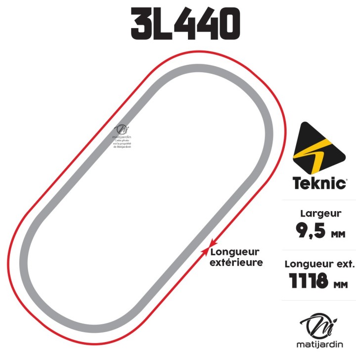Courroie tondeuse Teknic 3L440 Kevlar Trapézoïdale - 9,5 mm x 1118 mm
