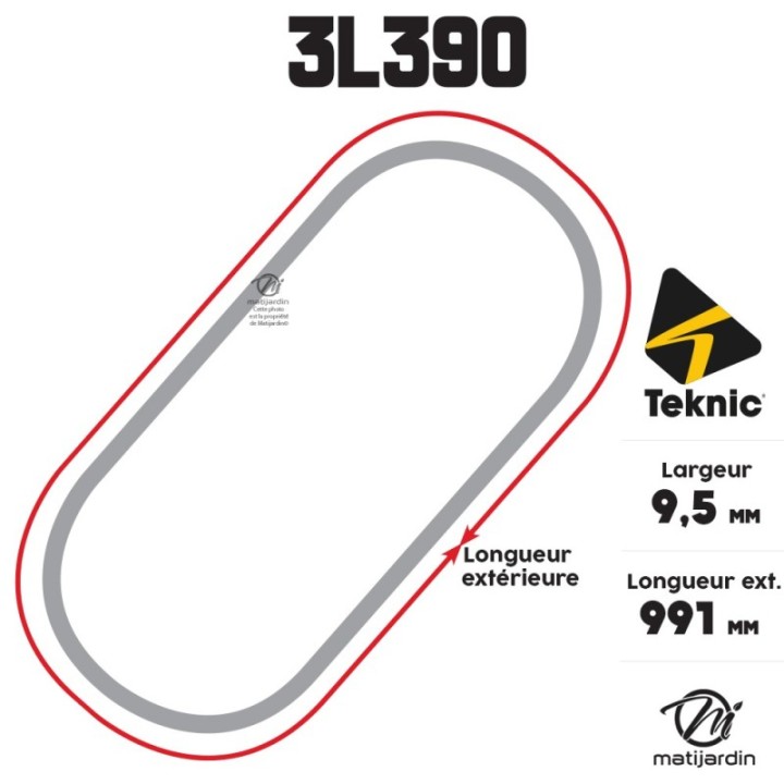 Courroie tondeuse Teknic 3L390 Kevlar Trapézoïdale - 9,5 mm x 991 mm