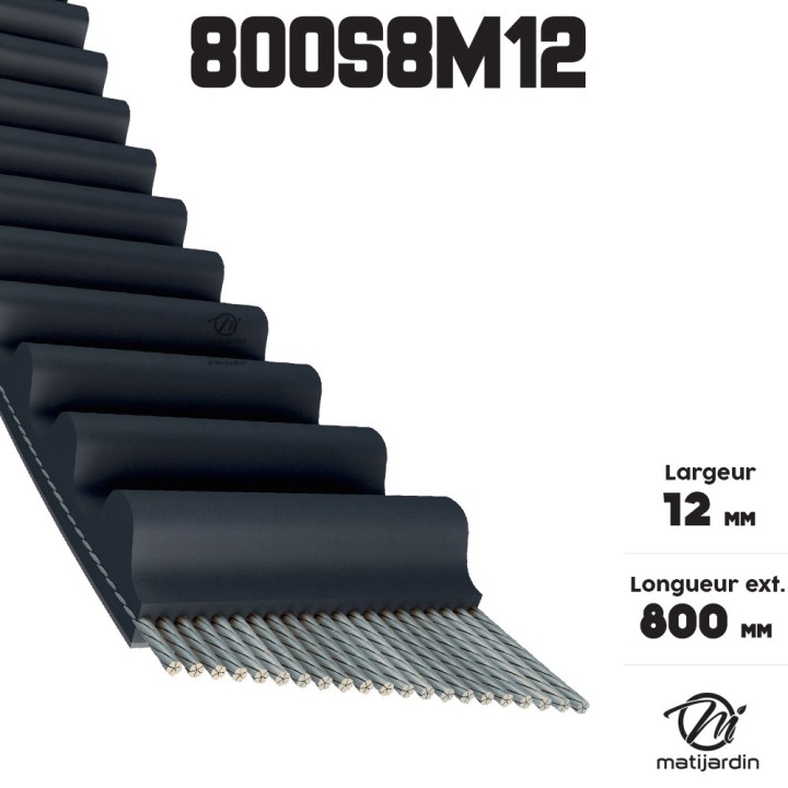Courroie tondeuse simple denture 800 -S8M12 n° 9585 -0164 -01