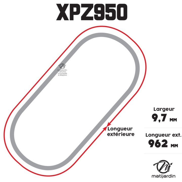 Courroie tondeuse Trapézoïdale crantée XPZ950 - 9,7 mm x 962 mm