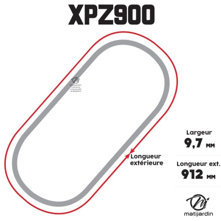 Courroie tondeuse Trapézoïdale crantée XPZ900 - 9,7 mm x 912 mm