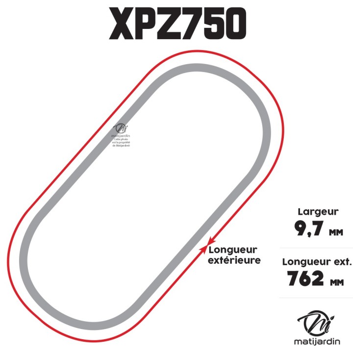 Courroie tondeuse Trapézoïdale crantée XPZ750 - 9,7 mm x 762 mm