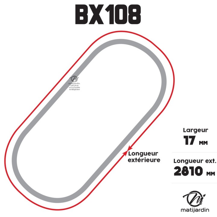 Courroie tondeuse Trapézoïdale crantée BX108 - 17 mm x 2810 mm