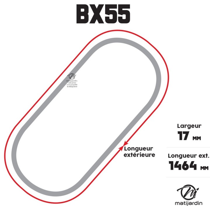 Courroie tondeuse Trapézoïdale crantée BX55 - 17 mm x 1464 mm