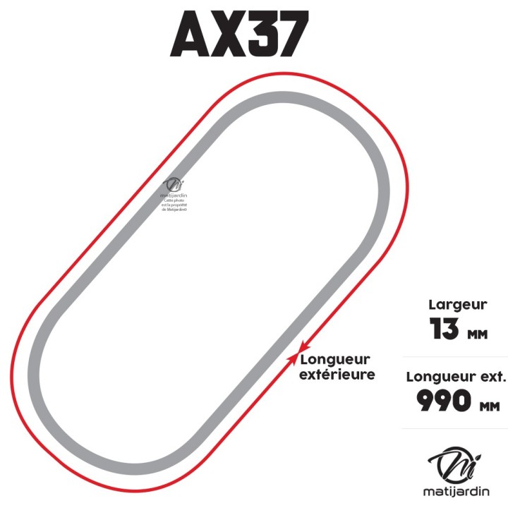 Courroie tondeuse Trapézoïdale crantée AX37 - 13 mm x 990 mm