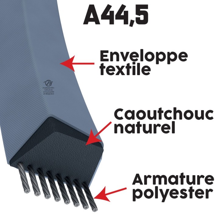 Courroie tondeuse Trapézoïdale A44,5 - 13 mm x 1180 mm