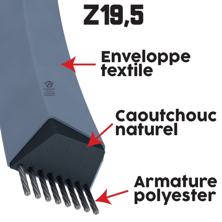 Courroie tondeuse Trapézoïdale Z19,5 - 10 mm x 533 mm