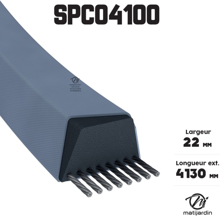 Courroie tondeuse Trapézoïdale SPC4100 - 22 mm x 4130 mm