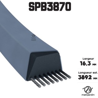 Courroie tondeuse Trapézoïdale SPB3870 - 16,3 mm x 3892 mm