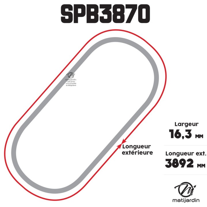 Courroie tondeuse Trapézoïdale SPB3870 - 16,3 mm x 3892 mm