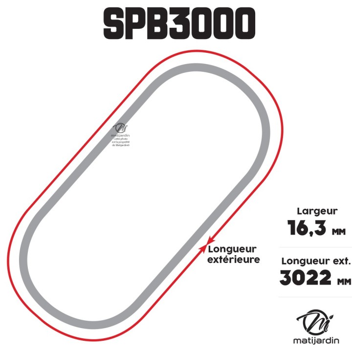 Courroie tondeuse Trapézoïdale SPB3000 - 16,3 mm x 3022 mm
