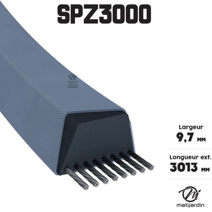 Courroie tondeuse Trapézoïdale SPZ3000 9,7 mm x 3013 mm