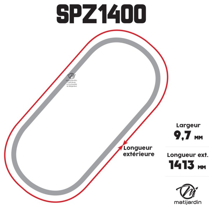 Courroie tondeuse Trapézoïdale SPZ1400 9,7 mm x 1413 mm