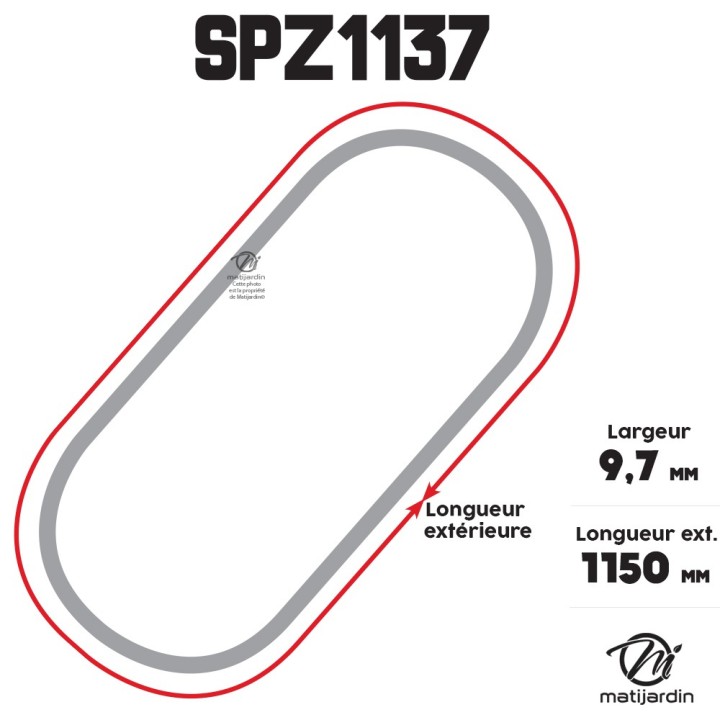 Courroie tondeuse Trapézoïdale SPZ1137 9,7 mm x 1150 mm