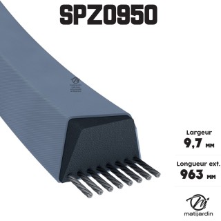 Courroie tondeuse Trapézoïdale SPZ950 9,7 mm x 963 mm