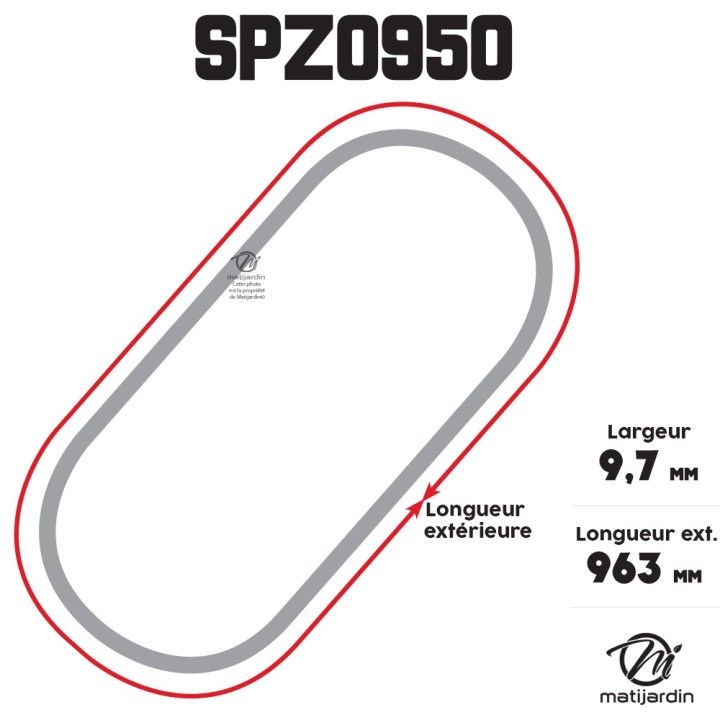 Courroie tondeuse Trapézoïdale SPZ950 9,7 mm x 963 mm