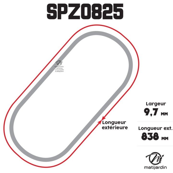 Courroie tondeuse Trapézoïdale SPZ825 - 9,7 mm x 838 mm