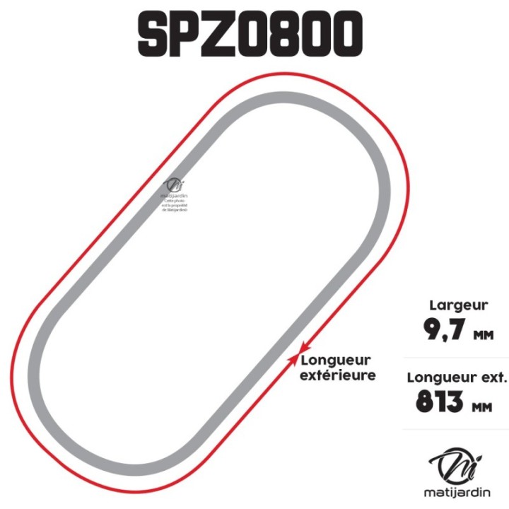Courroie tondeuse Trapézoïdale SPZ800 - 9,7 mm x 813 mm