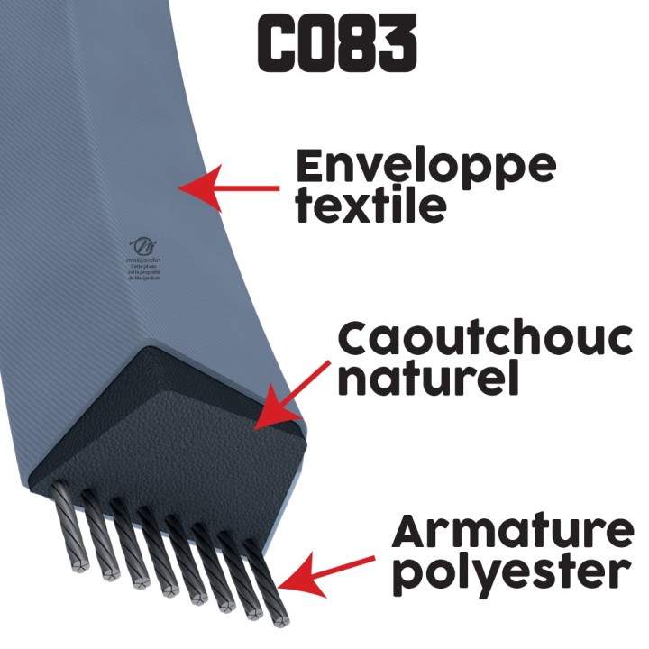 Courroie tondeuse Trapézoïdale C83 - 22 mm x 2193 mm