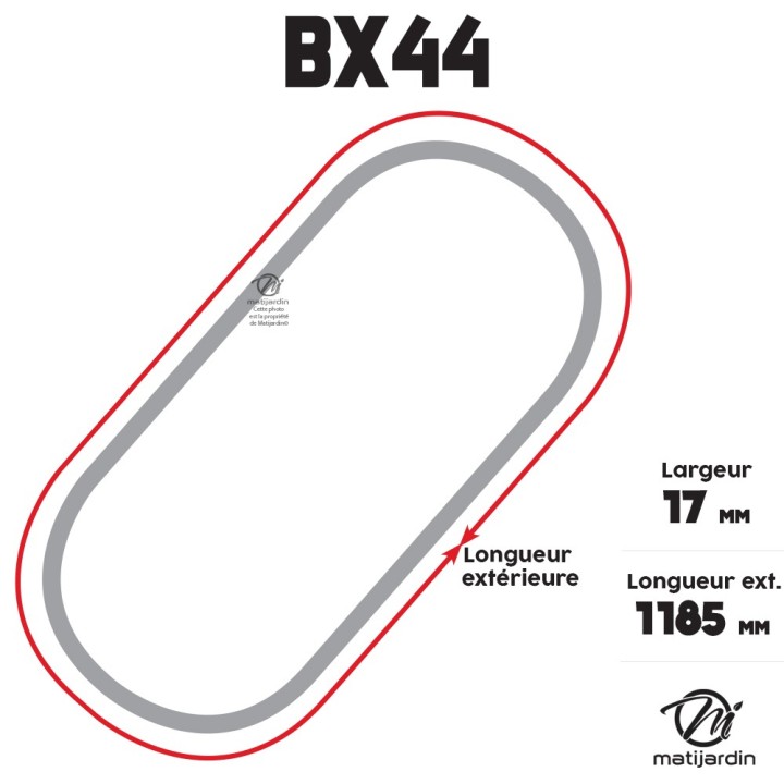Courroie tondeuse Trapézoïdale crantée BX44 - 17 mm x 1185 mm