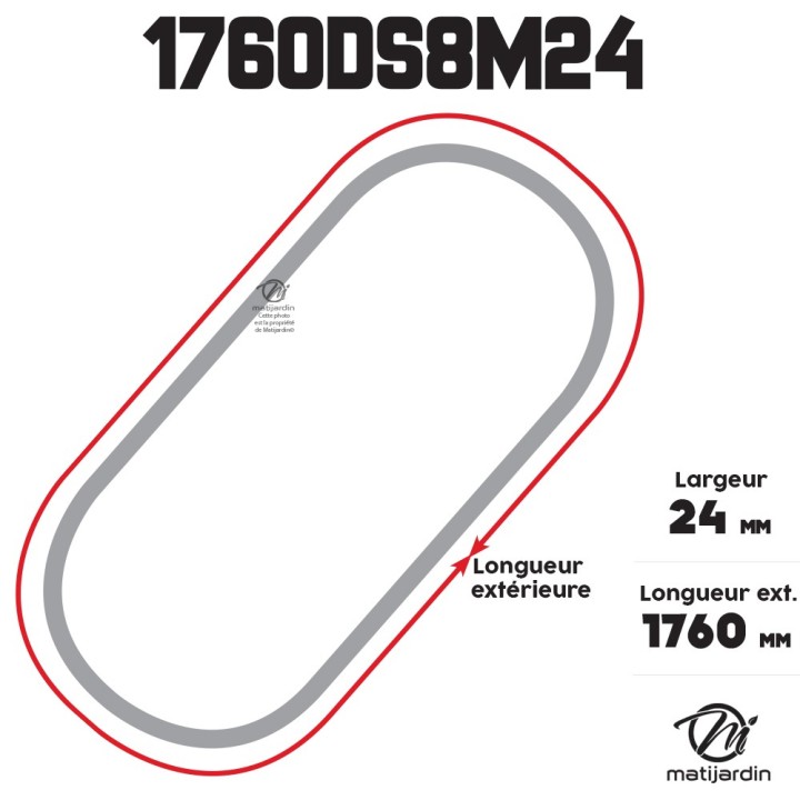 Courroie tondeuse Double denture 1760DS8M24 - 24 mm x 1760 mm