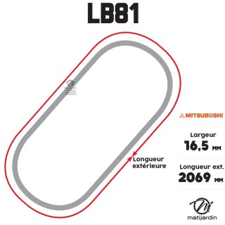 Courroie tondeuse Mitsuboshi LB81 - 16,5 mm x 2069 mm