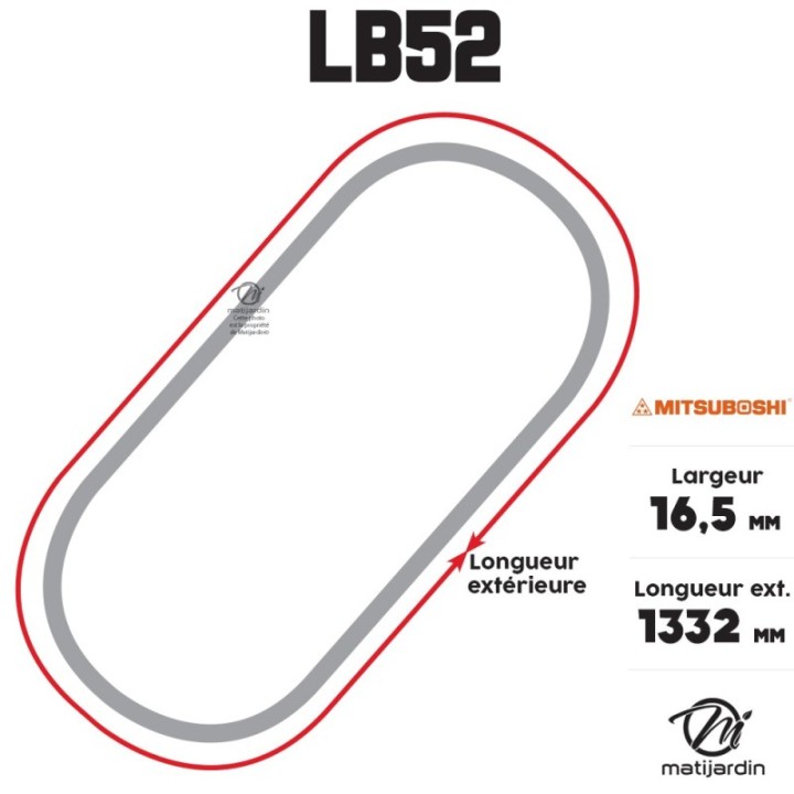 Courroie tondeuse Mitsuboshi LB52 - 16,5 mm x 1332 mm