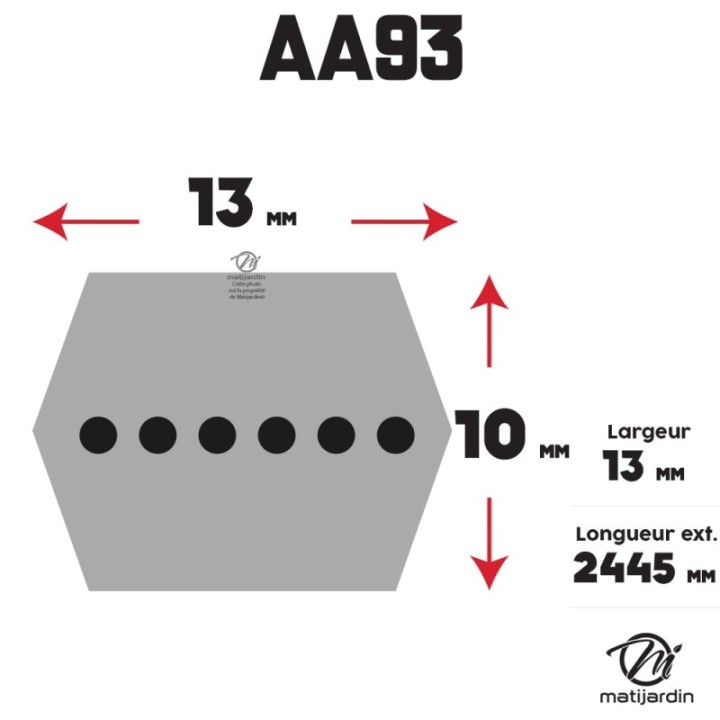 Courroie tondeuse Héxagonale AA93 - 13 mm x 2445 mm