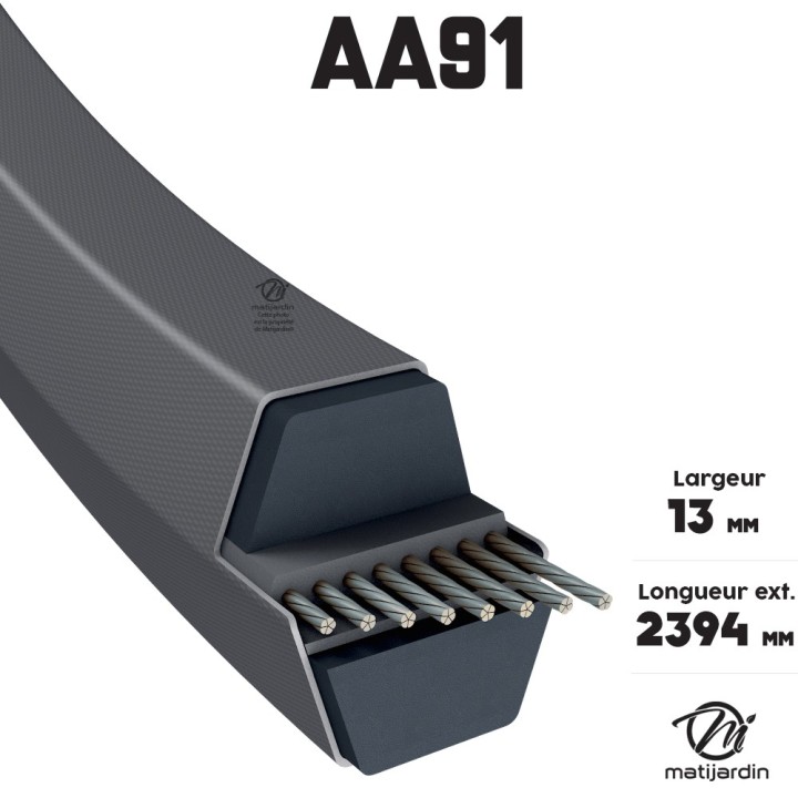 Courroie tondeuse Héxagonale AA91 - 13 mm x 2394 mm
