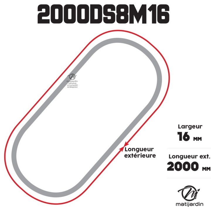Courroie tondeuse Double Denture 2000DS8M16 - 16 mm x 2000 mm