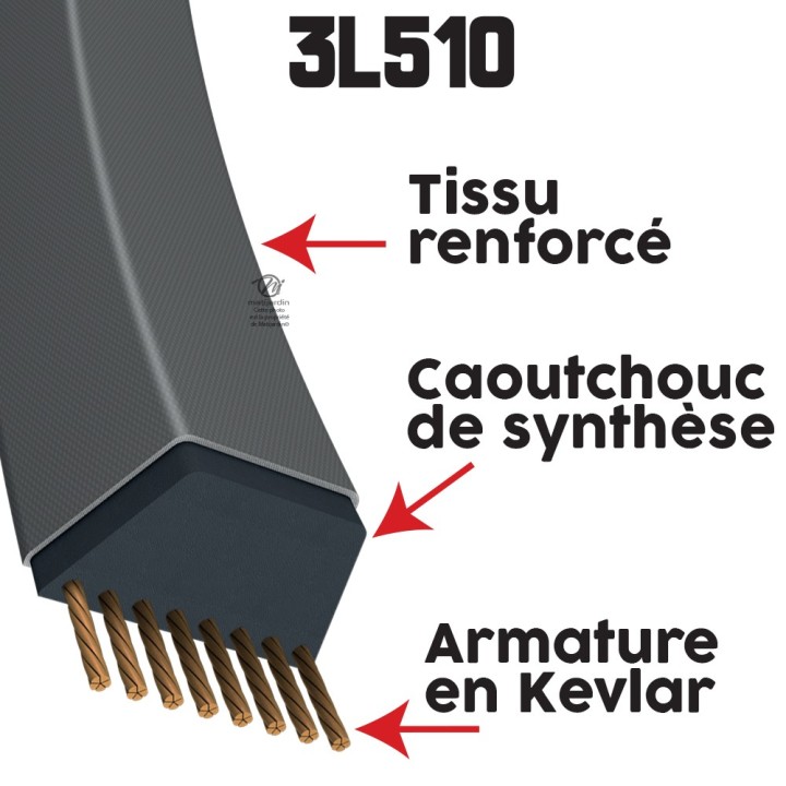 Courroie tondeuse Teknic 3L510 Kevlar Trapézoïdale - 9,5 mm x 1295 mm