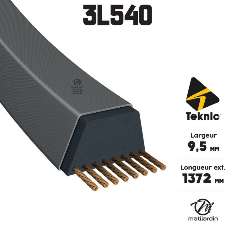 Courroie tondeuse Teknic 3L540 Kevlar Trapézoïdale - 9,5 mm x 1372 mm
