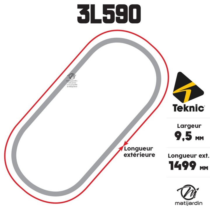 Courroie tondeuse Teknic 3L590 Kevlar Trapézoïdale - 9,5 mm x 1499 mm