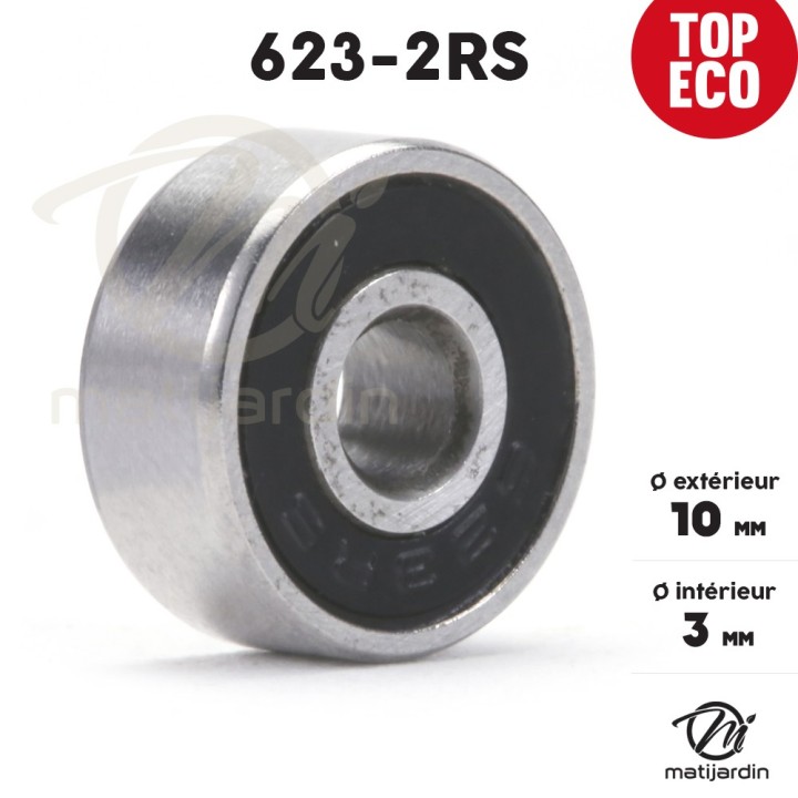 Roulement à billes 623-2RS. Double étanchéité. Ø 10 mm. 1er Prix