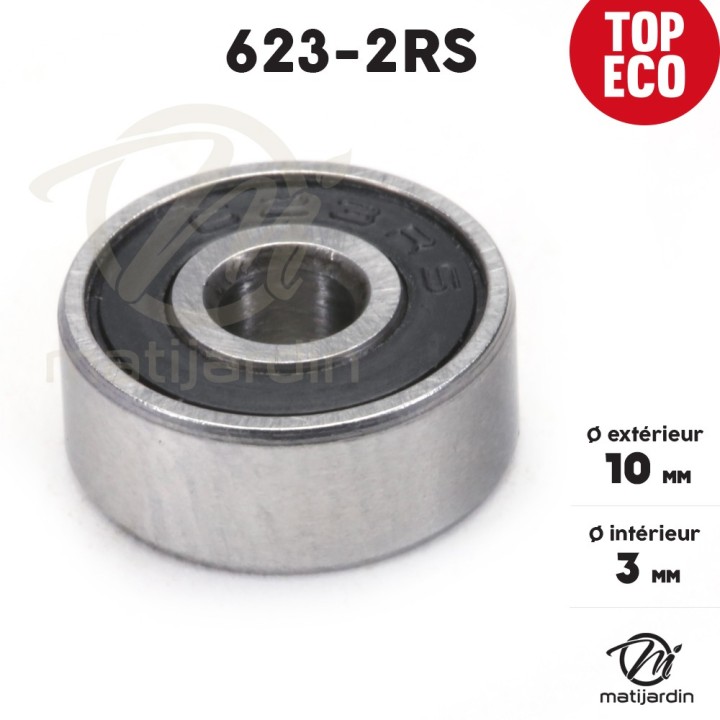 Roulement à billes 623-2RS. Double étanchéité. Ø 10 mm. 1er Prix
