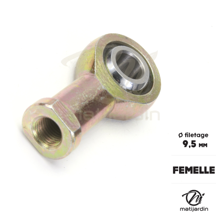 Rotule femelle de direction pour tondeuses autoportées. Filetage Ø 9,5 mm. Rotule Ø 9,5 mm