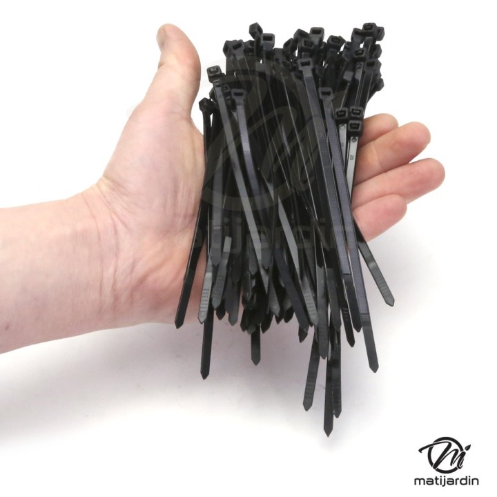 Collier de serrage flexible x100. Plastique autobloquant. 4,8 x 150 mm