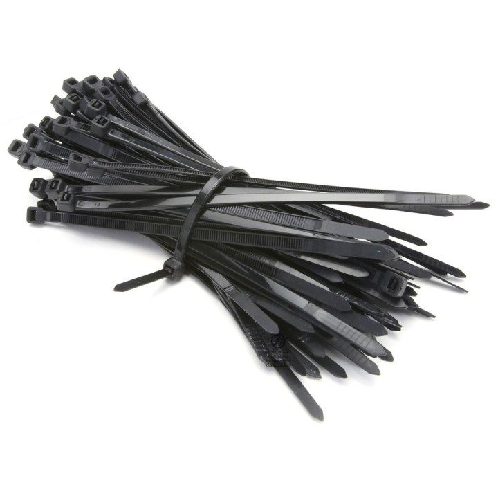 Collier de serrage flexible x100. Plastique autobloquant. 4,8 x 150 mm