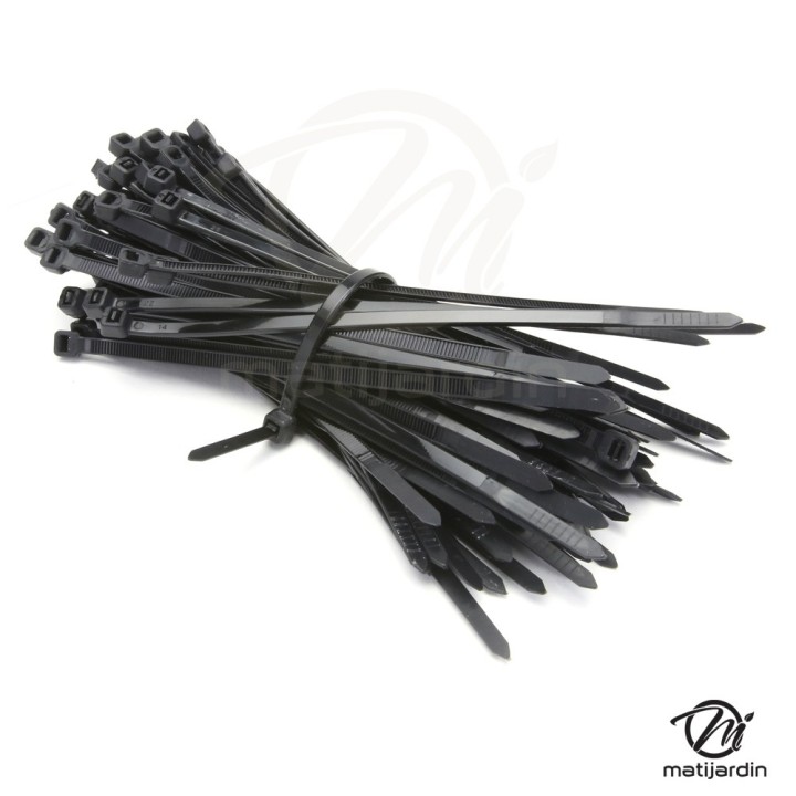 Collier de serrage flexible x100. Plastique autobloquant. 4,8 x 150 mm