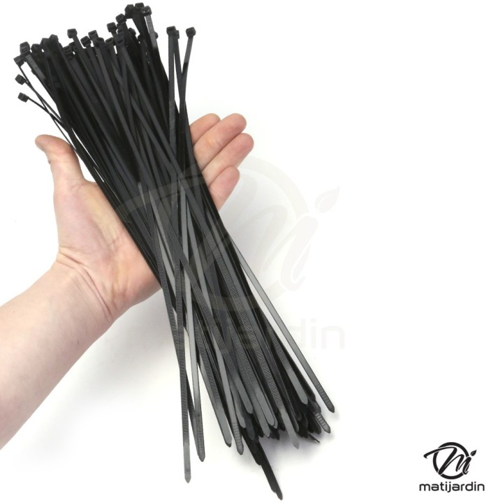 Collier de serrage flexible x100. Plastique autobloquant. 4,8 x 390 mm