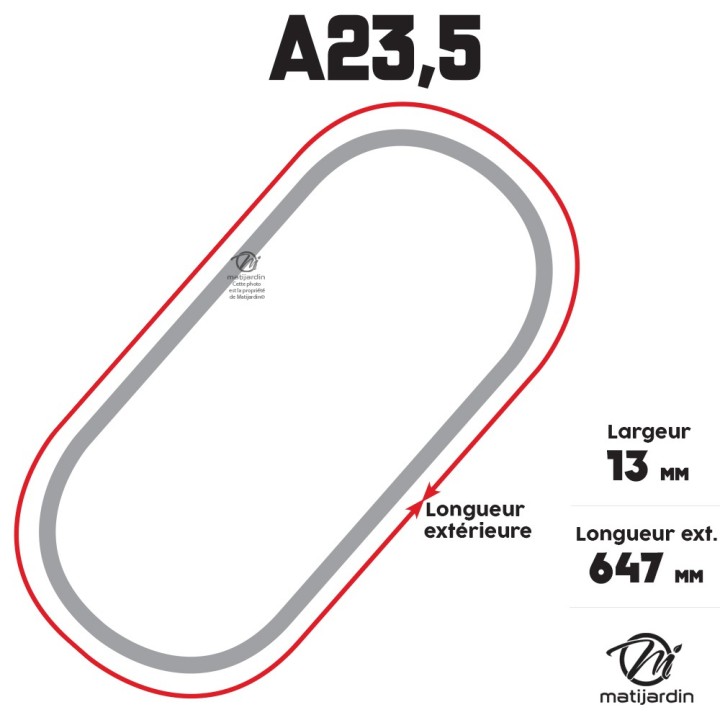 Courroie tondeuse Trapézoïdale A23,5 - 13 mm x 647 mm