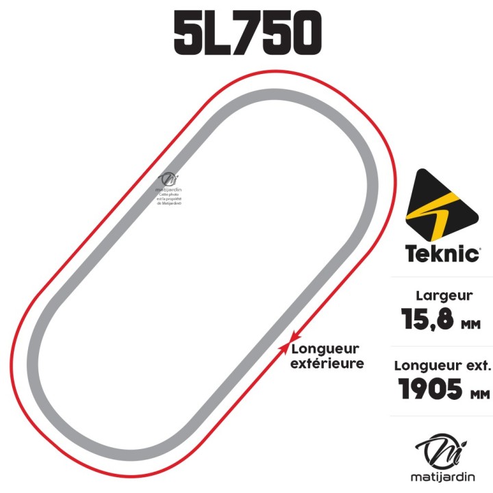 Courroie tondeuse Teknic 5L75 Kevlar Trapézoïdale - 15,8 mm x 1905 mm