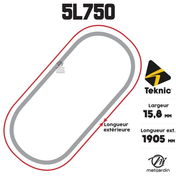 Courroie tondeuse Teknic 5L75 Kevlar Trapézoïdale - 15,8 mm x 1905 mm